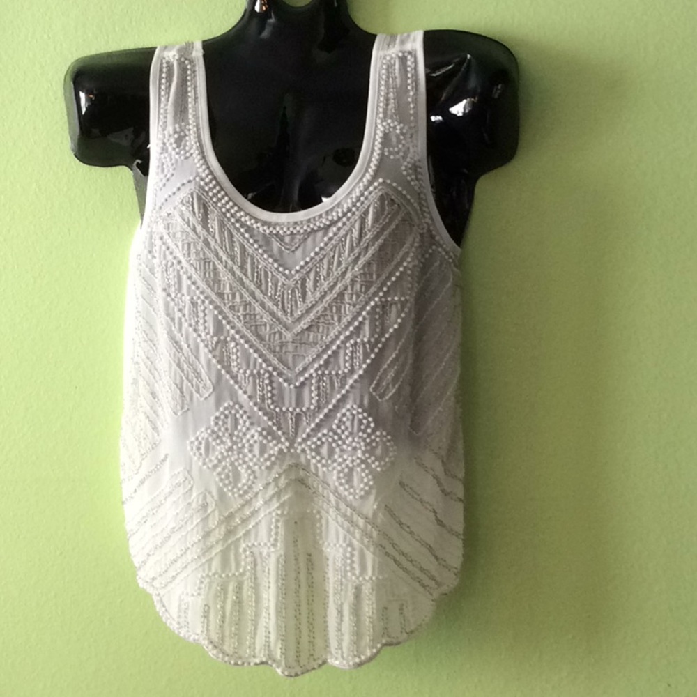 Verty Cheer Chiffon Beaded High / Low Blouse
